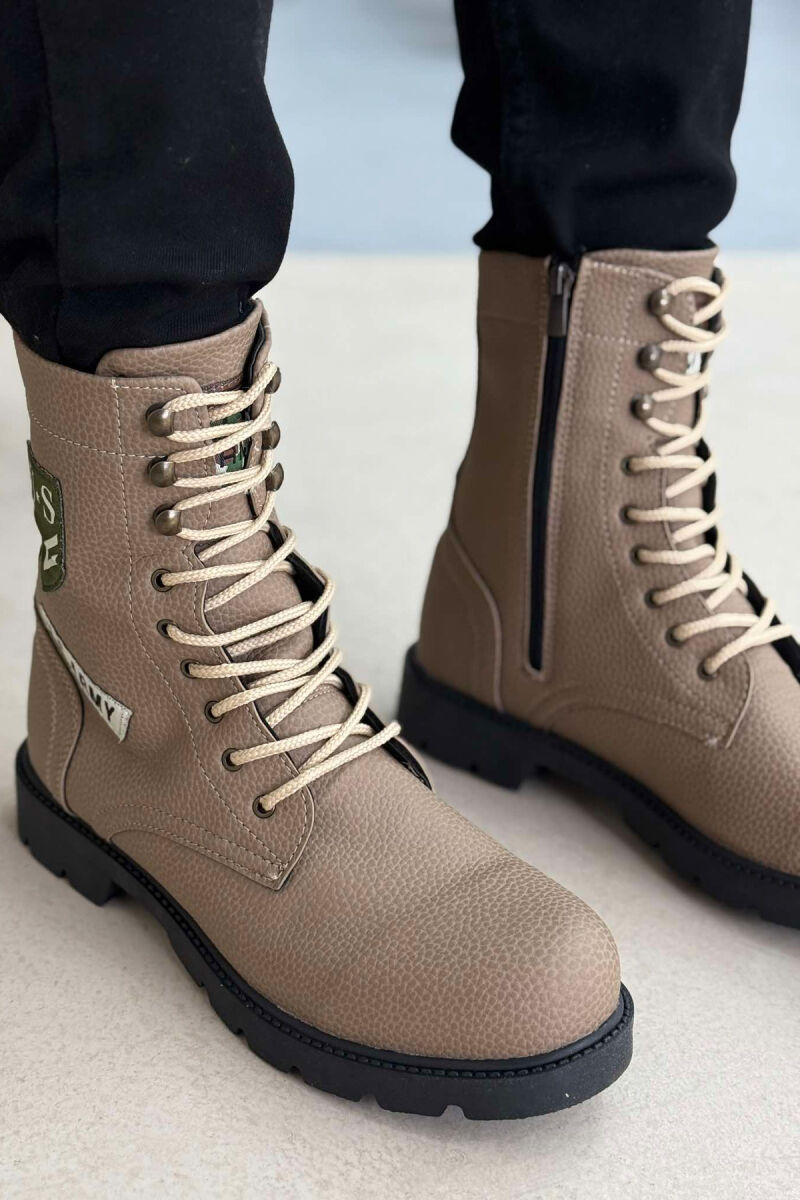 US ARMY LOGO LACE-UP MEN ANKLE BOOTS BEIGE/BEZHE - 2