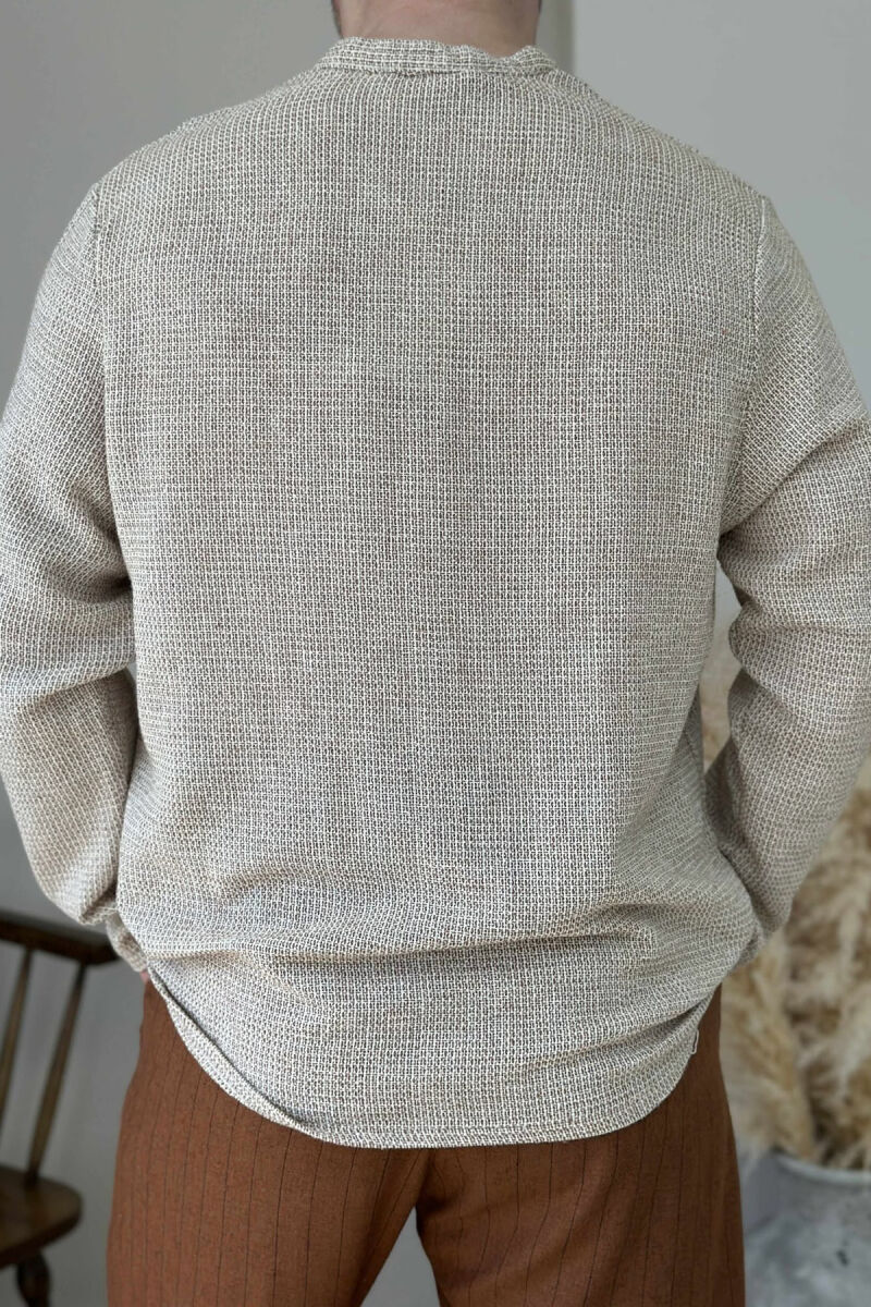 V NECK BUTTONS MEN SHIRT BEIGE/BEZHE - 2