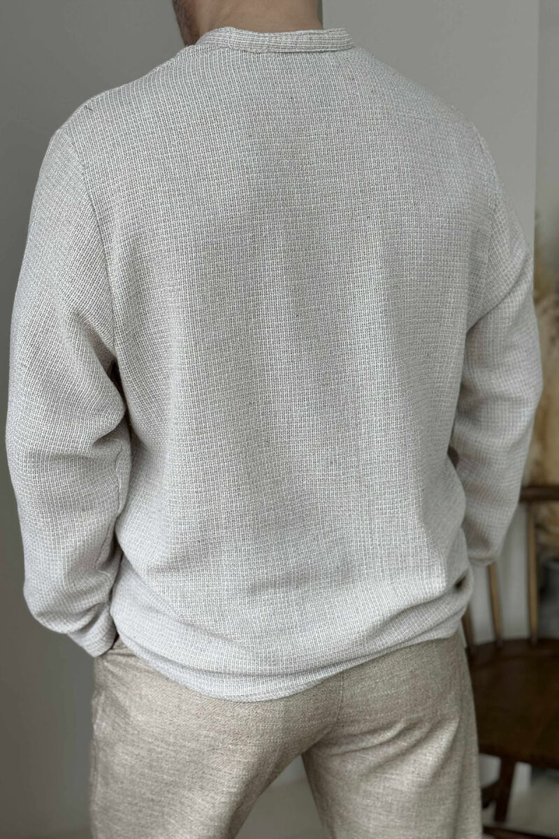 V NECK BUTTONS MEN SHIRT LIGHT BEIGE/BZHZB - 3
