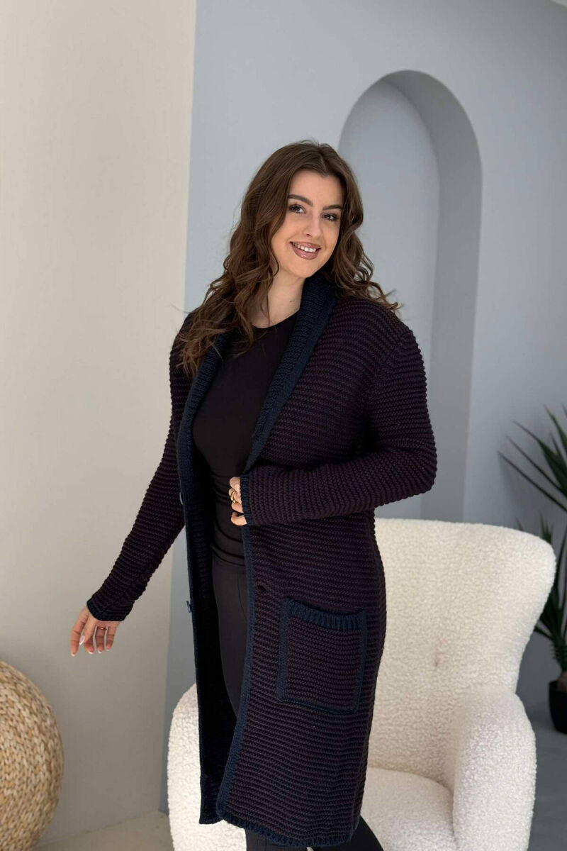 V NECK KNITTED WOMEN CARDIGAN BROWN/KAFE - 2