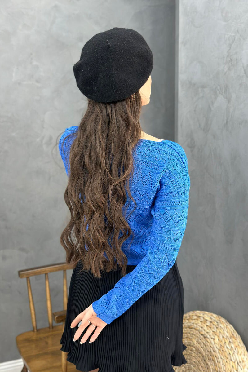 V NECK LINES WOMAN SWEATER BLUE/BLU - 3