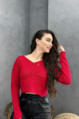 V NECK LINES WOMAN SWEATER RED/E KUQE 