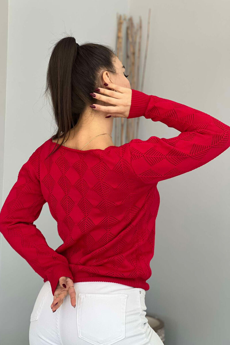 V NECK LINES WOMAN SWEATER RED/E KUQE - 4