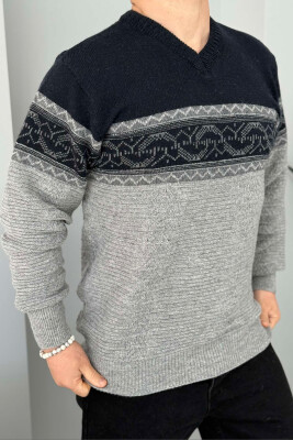 V NECK MEN SWEATER GREY/GRI 