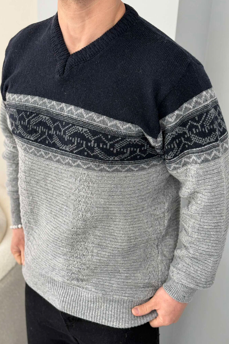 V NECK MEN SWEATER GREY/GRI - 2