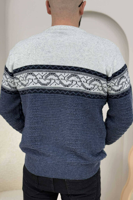 V NECK MEN SWEATER IN BLUE COLOR - 4