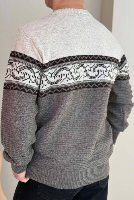 V NECK MEN SWEATER IN BROWN COLOR - 3