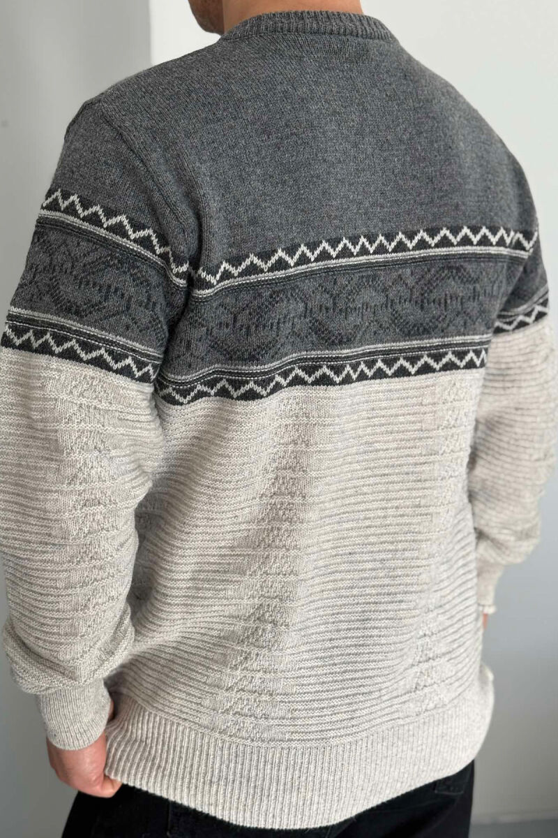 V NECK MEN SWEATER LIGHT GREY/GZ - 3