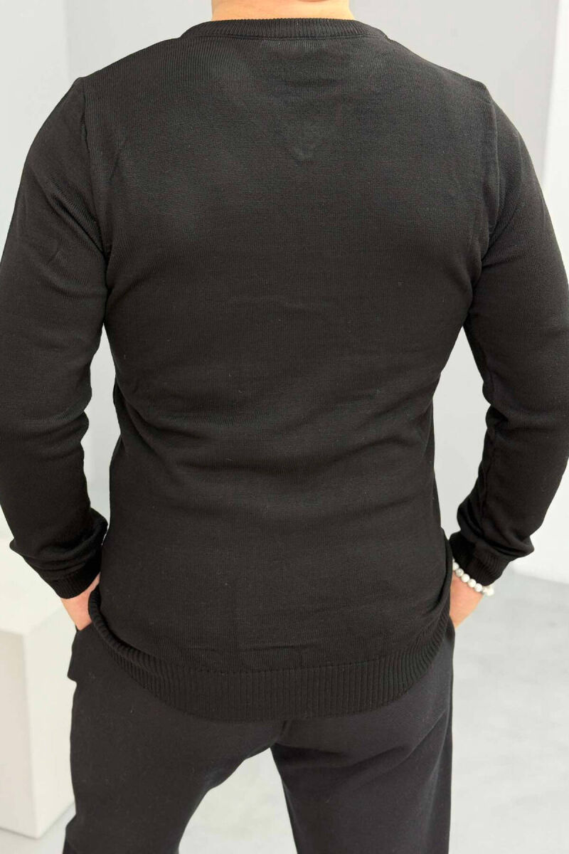 V NECK ONE COLOR MEN SWEATER BLACK/ E ZEZE - 3