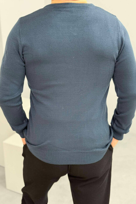 V NECK ONE COLOR MEN SWEATER BLUE/BLU - 2