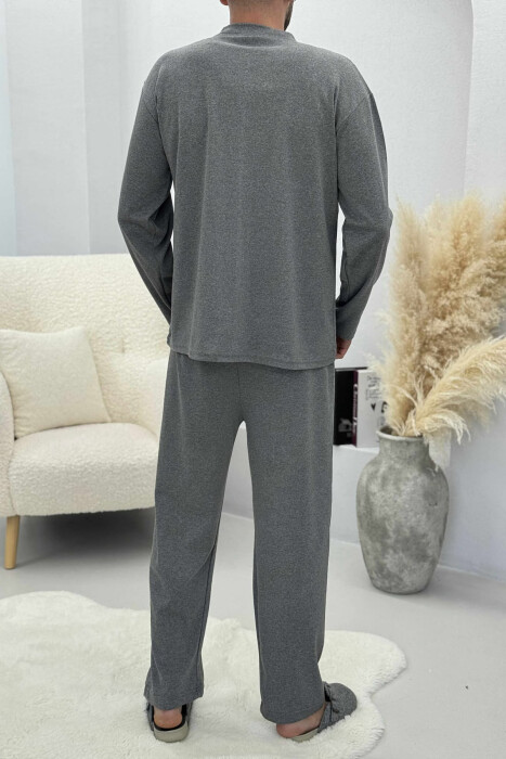 V NECK RHOMBUS LOGO SWEATSHIRT+SWEATPANTS MEN PYJAMAS GREY/GRI - 4