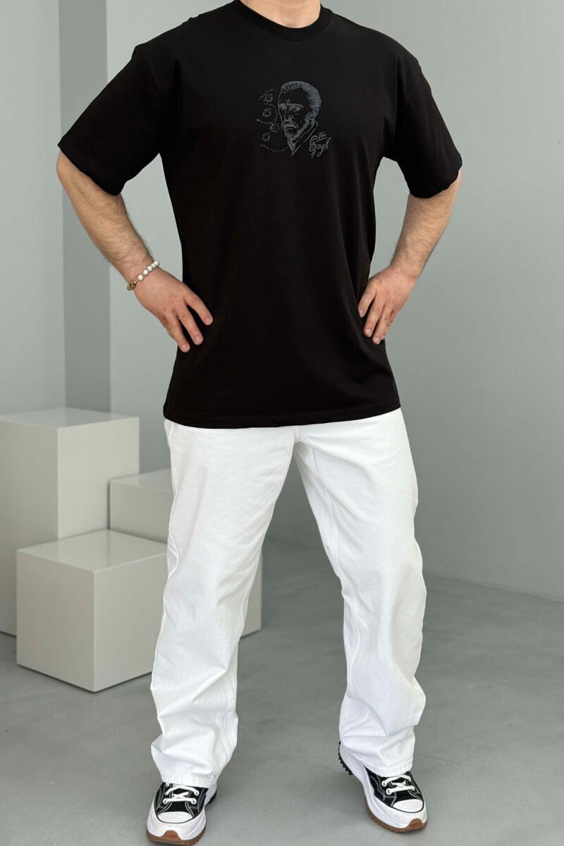 VAN GOGH FRONT & BACK DESIGN MEN T-SHIRT BLACK/ E ZEZE - 2