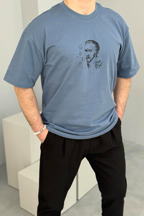 T-SHIRT NJË NGJYRËSH ME DIZAJN PËR MESHKUJ NË NGJYRËN GURKAL 