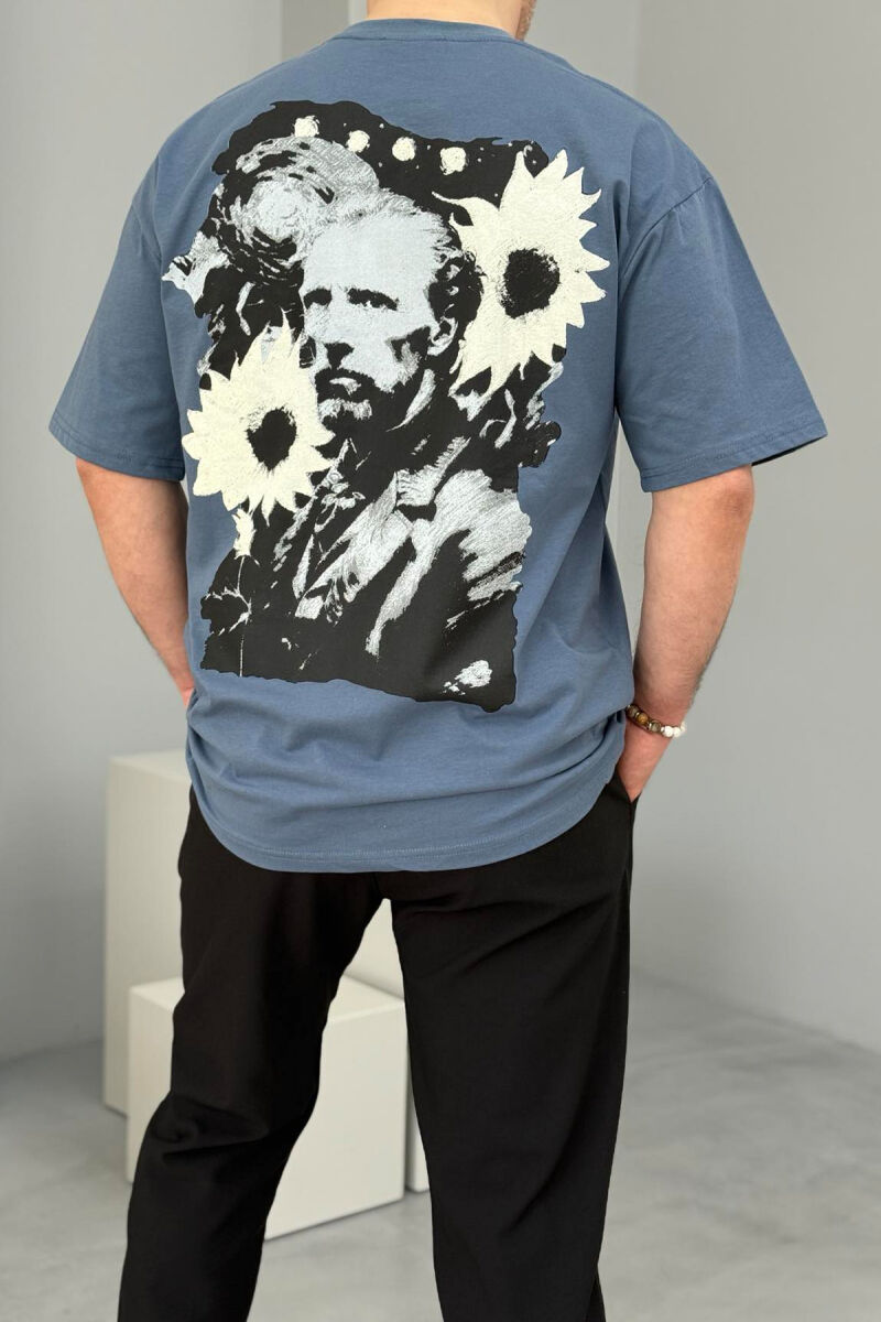 VAN GOGH FRONT & BACK DESIGN MEN T-SHIRT BLUE STONE/GK - 2