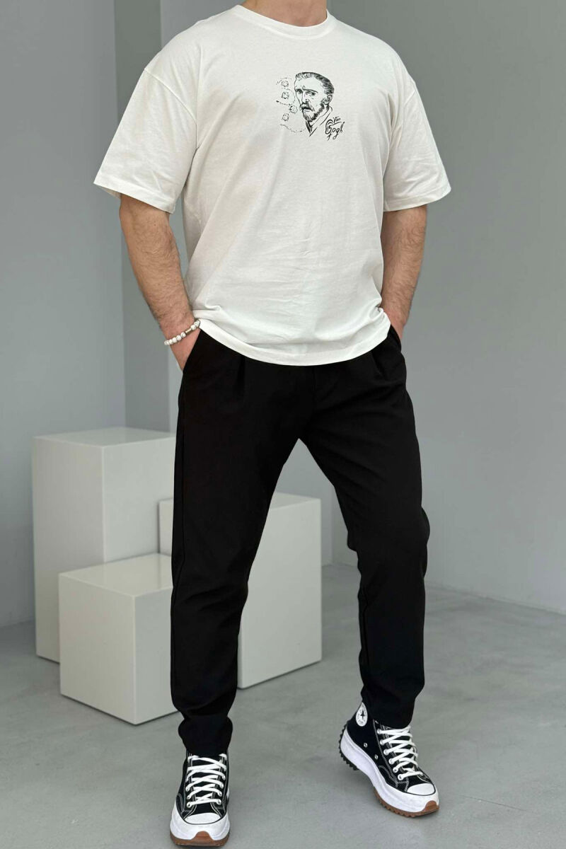VAN GOGH FRONT & BACK DESIGN MEN T-SHIRT WHITE-E BARDHE - 2