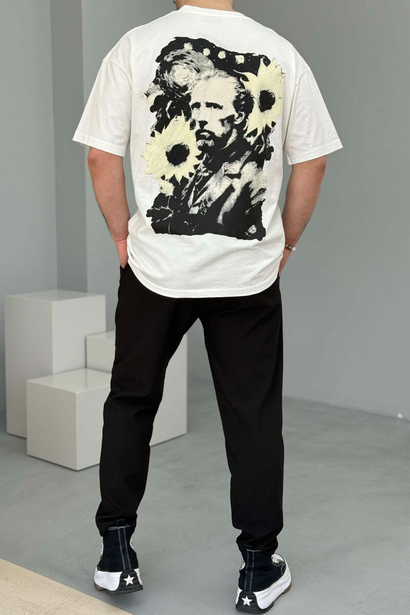 VAN GOGH FRONT & BACK DESIGN MEN T-SHIRT WHITE-E BARDHE - 3