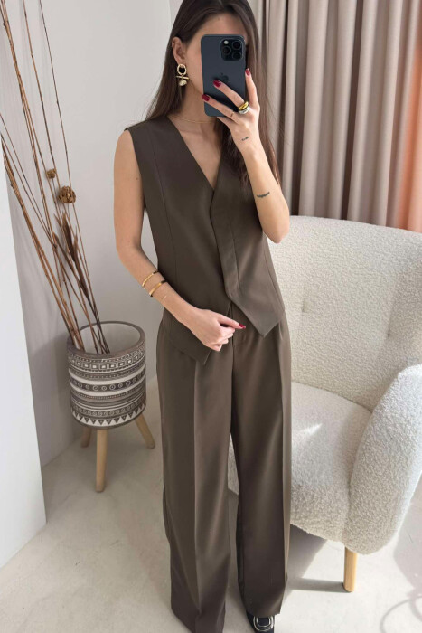  VEST+TROUSERS WOMEN SET IN DARK GREEN COLOR - 2