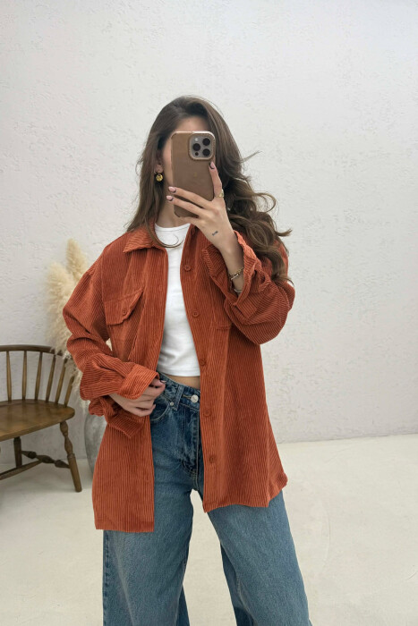 FRONT POCKETS WOMAN SHIRT BRICK/TULLE 