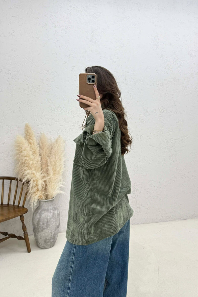 FRONT POCKETS WOMAN SHIRT GREEN/JESHILE - 2