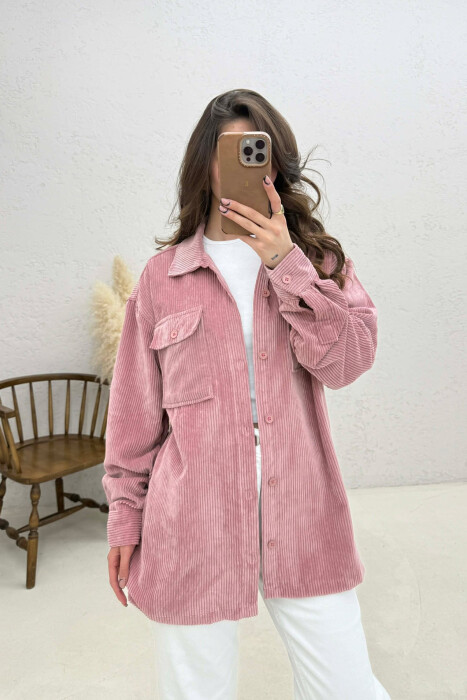 FRONT POCKETS WOMAN SHIRT POWDER/PUDER - 1