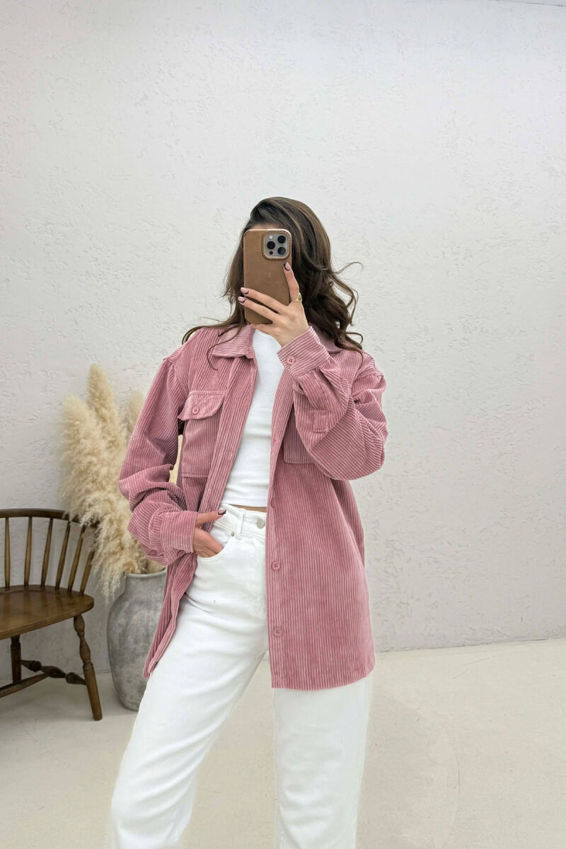 FRONT POCKETS WOMAN SHIRT POWDER/PUDER - 3