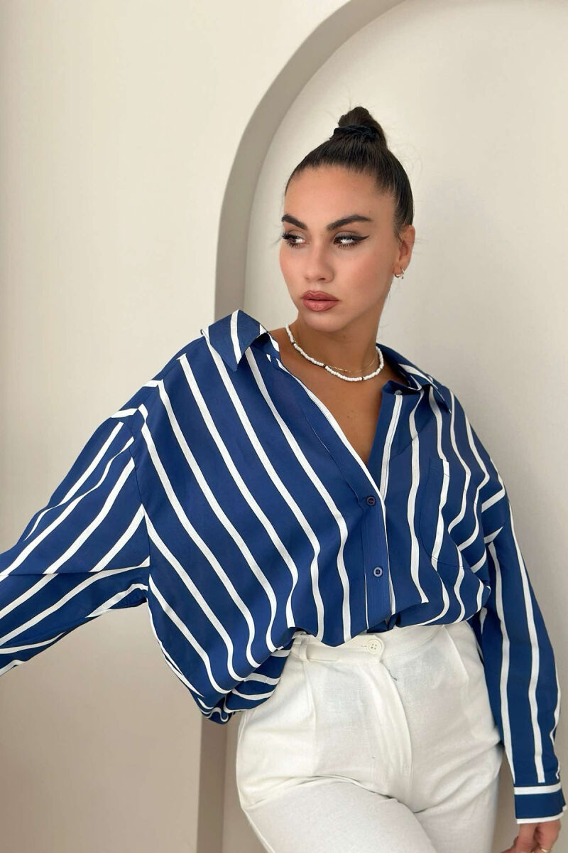 VERTICAL STRIPES WOMEN SHIRT BLUE/BLU - 1