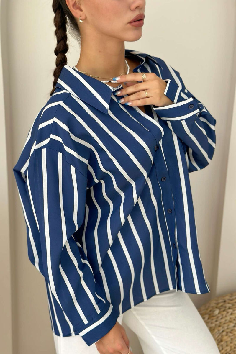 VERTICAL STRIPES WOMEN SHIRT BLUE/BLU - 4