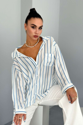 VERTICAL STRIPES WOMEN SHIRT LIGHTBLUE/BZ 