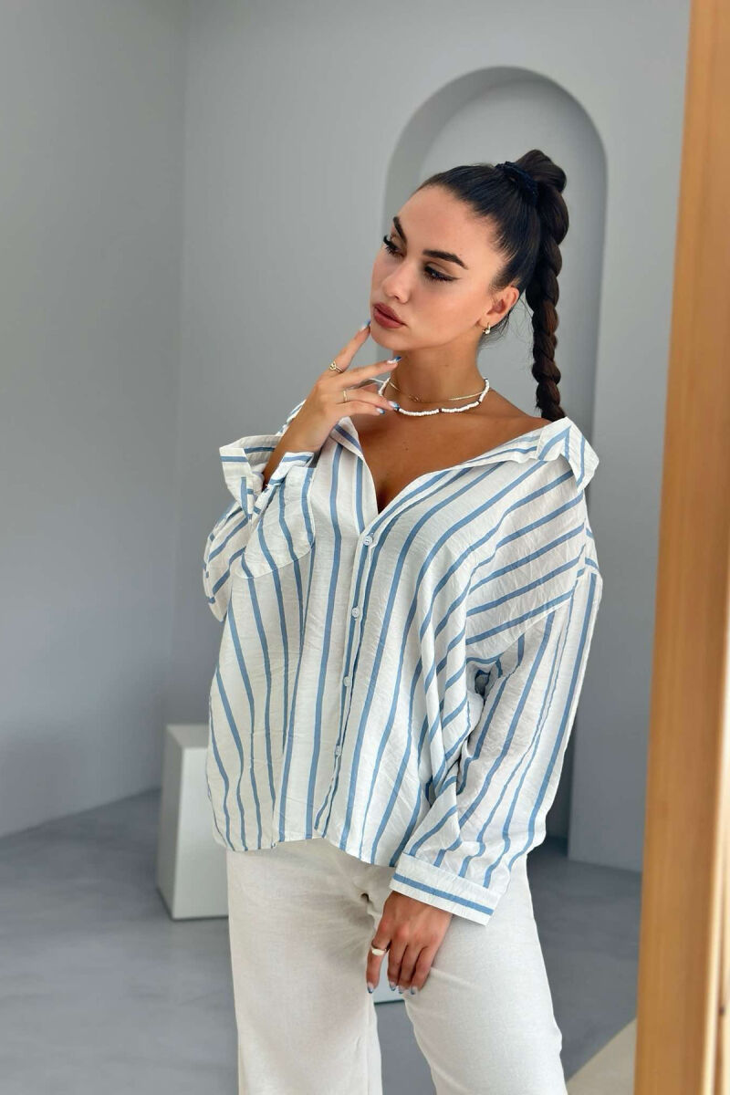 VERTICAL STRIPES WOMEN SHIRT LIGHTBLUE/BZ - 3