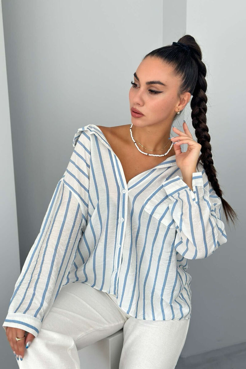 VERTICAL STRIPES WOMEN SHIRT LIGHTBLUE/BZ - 5