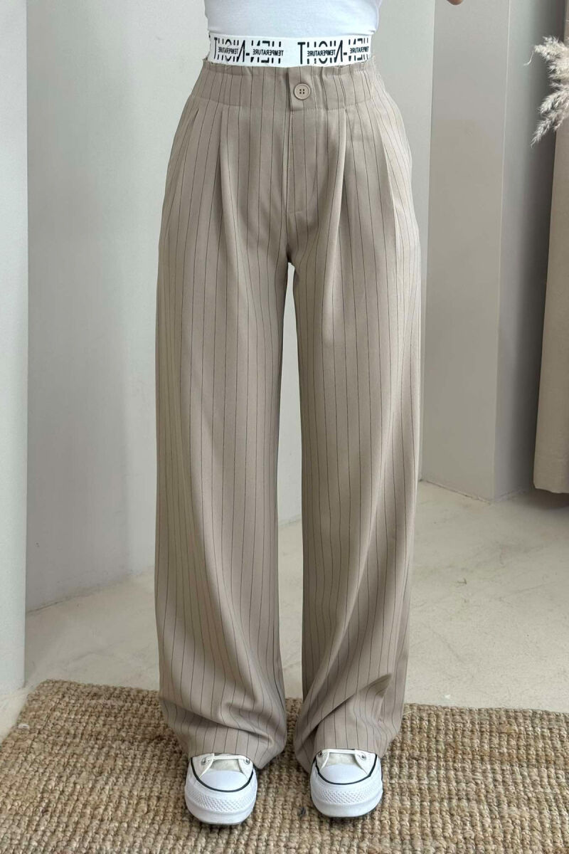 VERTICAL STRIPES WOMEN TROUSERS IN BEIGE COLOR - 4