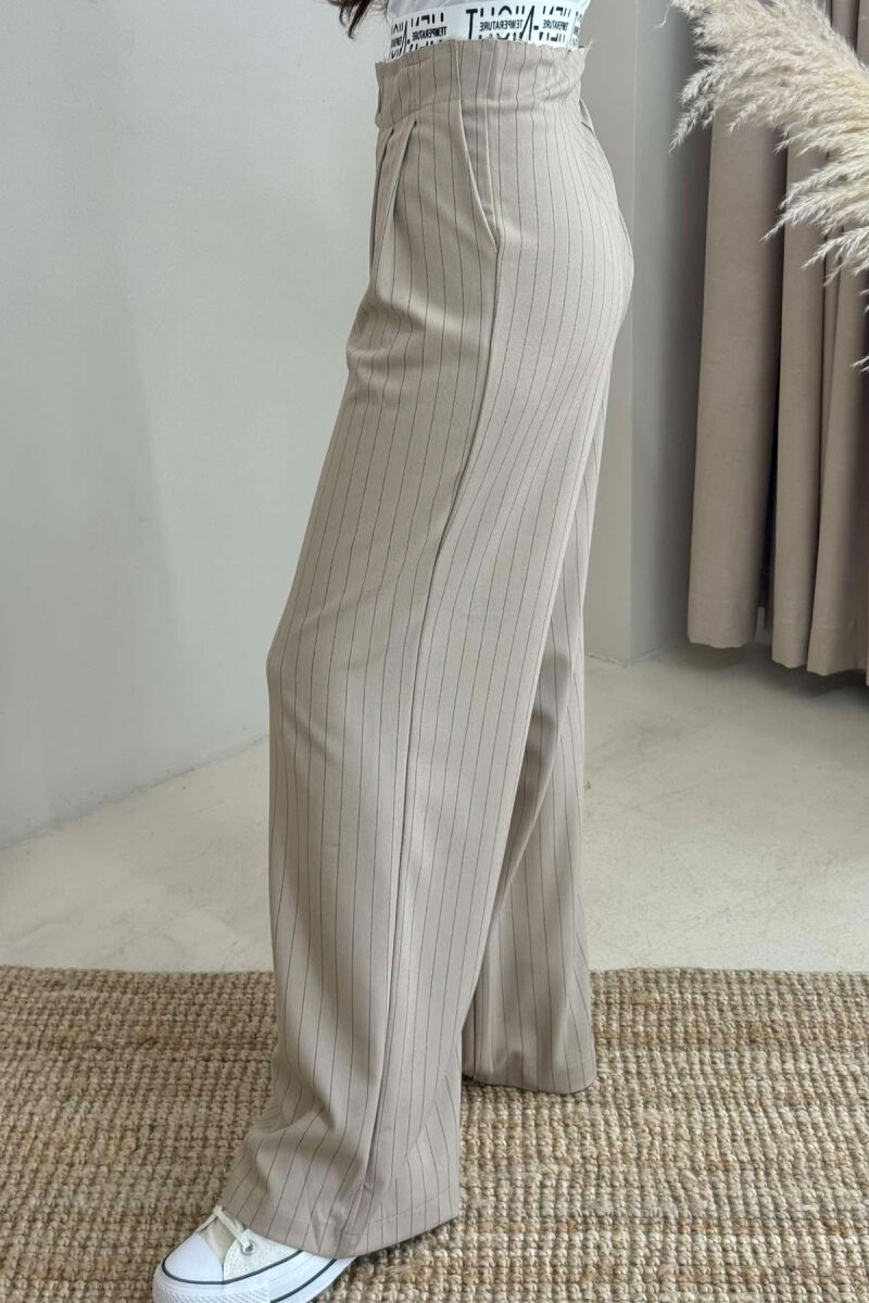 VERTICAL STRIPES WOMEN TROUSERS IN BEIGE COLOR - 6