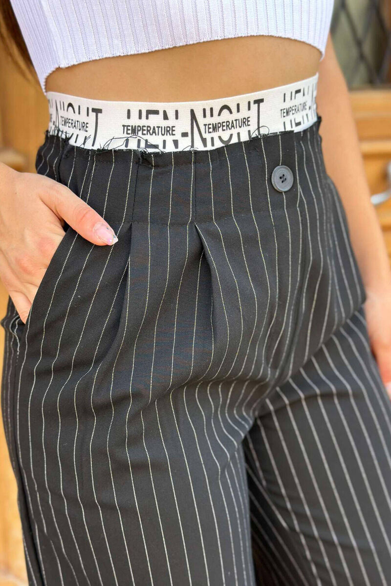 VERTICAL STRIPES WOMEN TROUSERS IN BLACK COLOR - 2