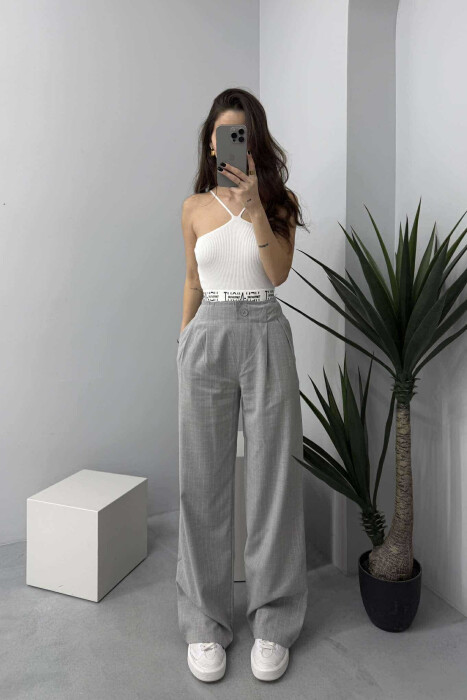 VERTICAL STRIPES WOMEN TROUSERS IN GREY COLOR - 2