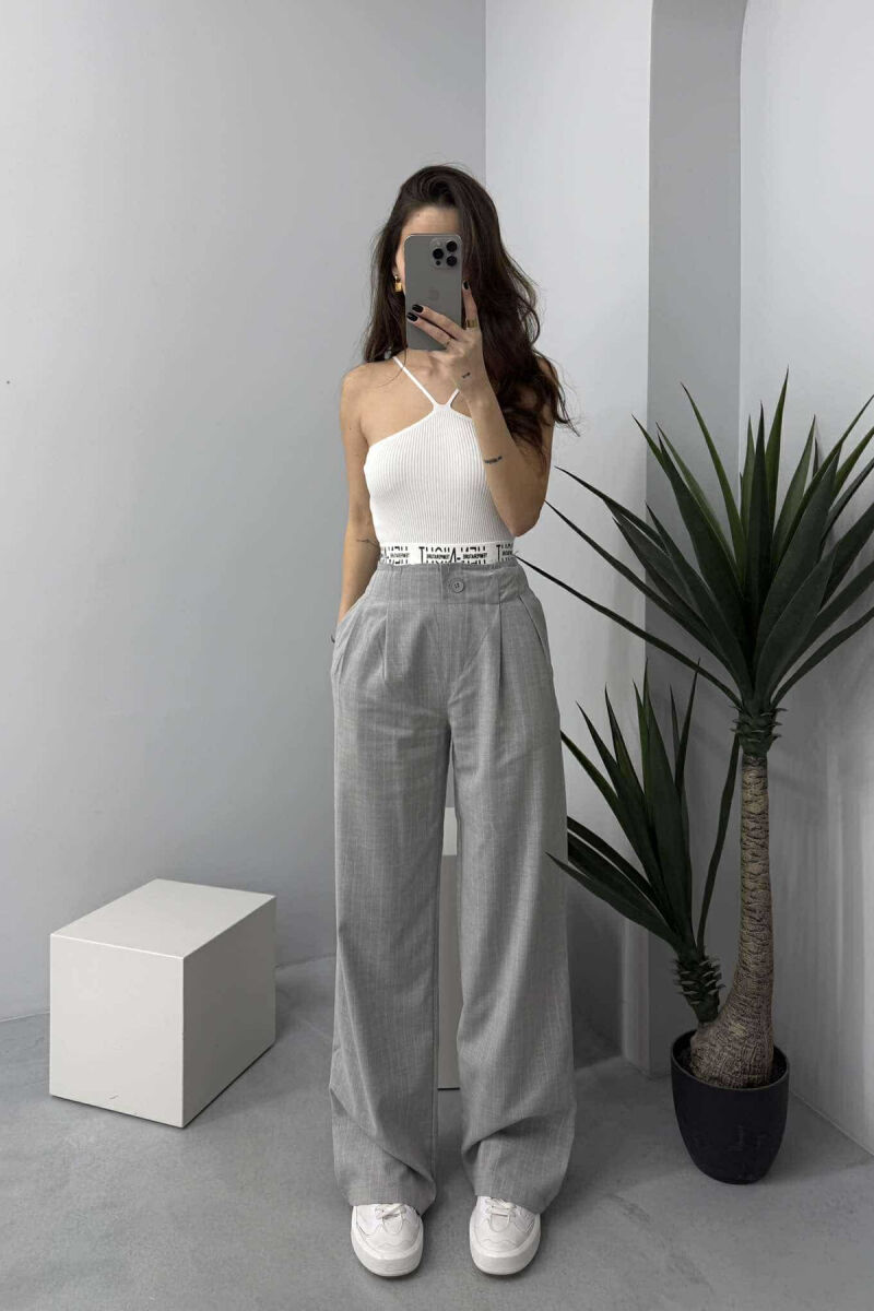 VERTICAL STRIPES WOMEN TROUSERS IN GREY COLOR - 2