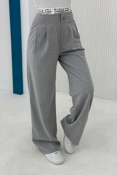 VERTICAL STRIPES WOMEN TROUSERS IN GREY COLOR - 3
