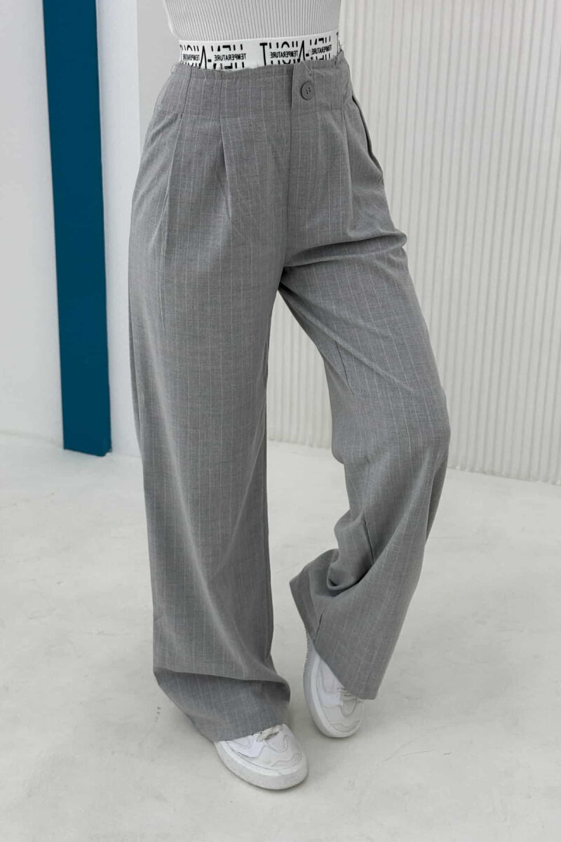 VERTICAL STRIPES WOMEN TROUSERS IN GREY COLOR - 3