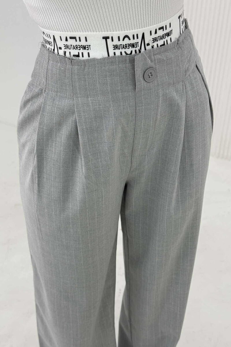 VERTICAL STRIPES WOMEN TROUSERS IN GREY COLOR - 4