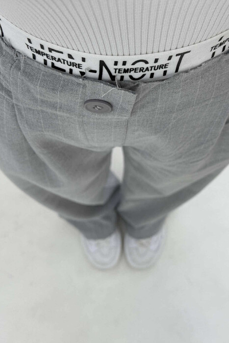 VERTICAL STRIPES WOMEN TROUSERS IN GREY COLOR - 5