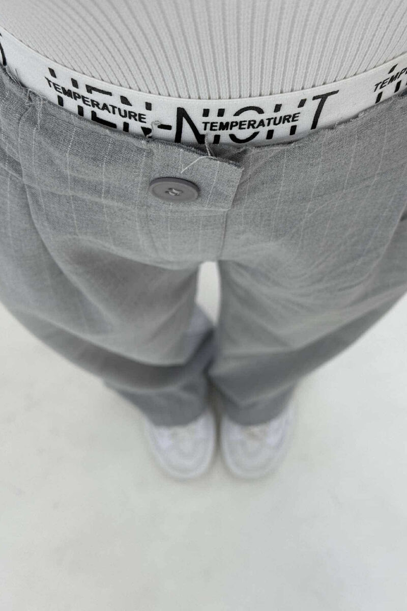 VERTICAL STRIPES WOMEN TROUSERS IN GREY COLOR - 5