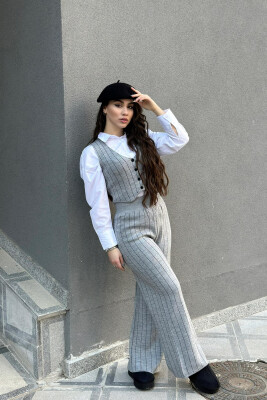 VEST AND PANTS LINES WOMAN KNIT GREY/GRI 