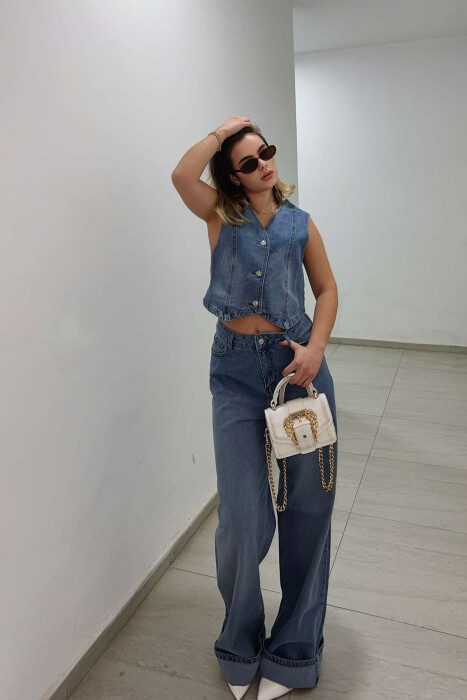 VEST+JEANS SIMPLE DENIM SET LIGHTBLUE/BZ - 7