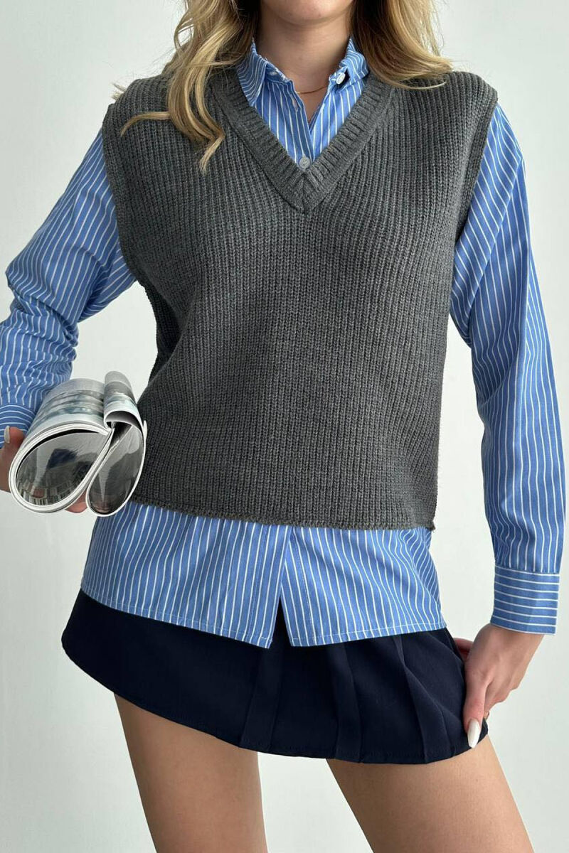 VEST+SHIRT LINES WOMAN SHIRT GREY/GRI - 3