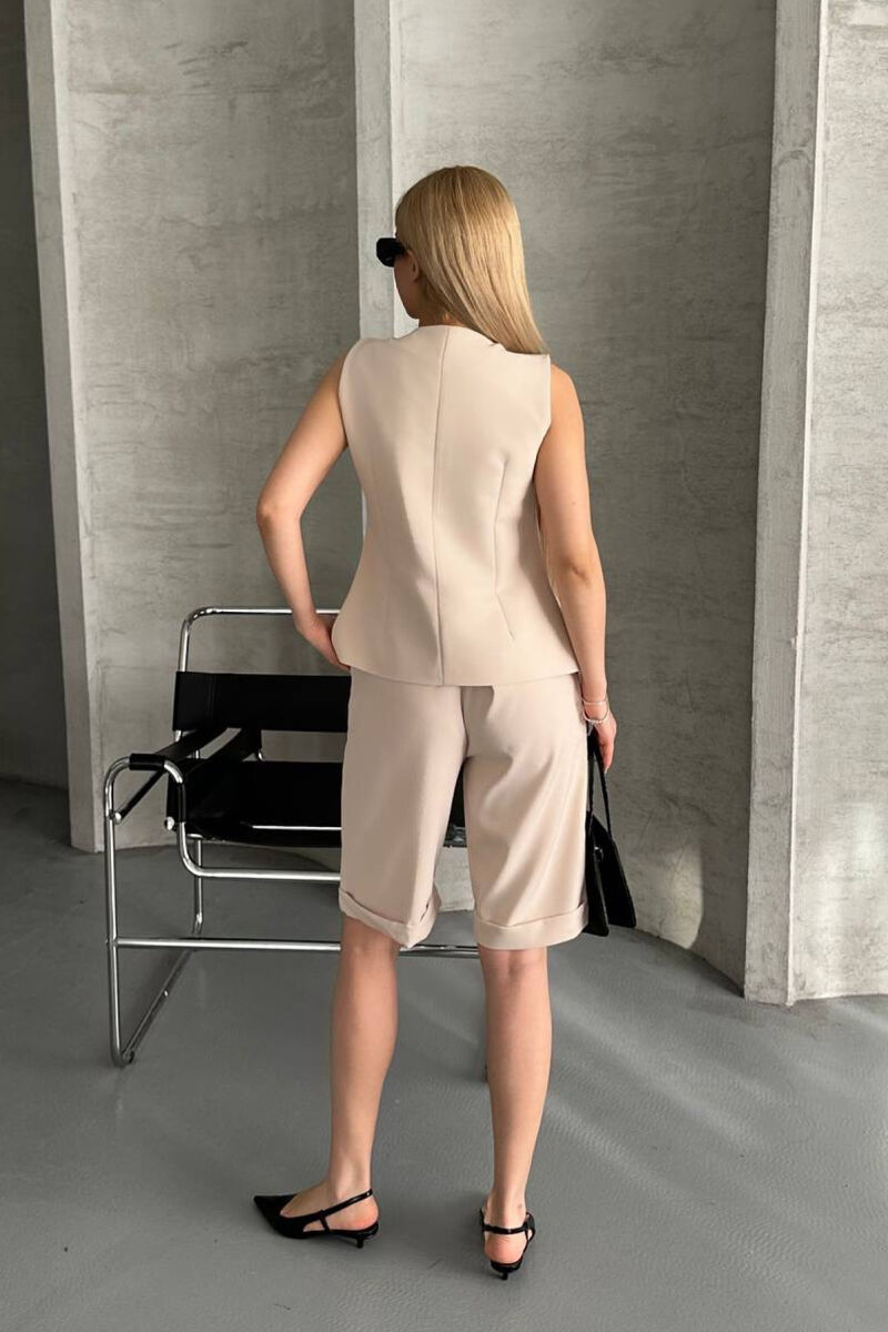 VEST+SHORTS BUTTONS DETAIL WOMEN SET BEIGE/BEZHE - 8