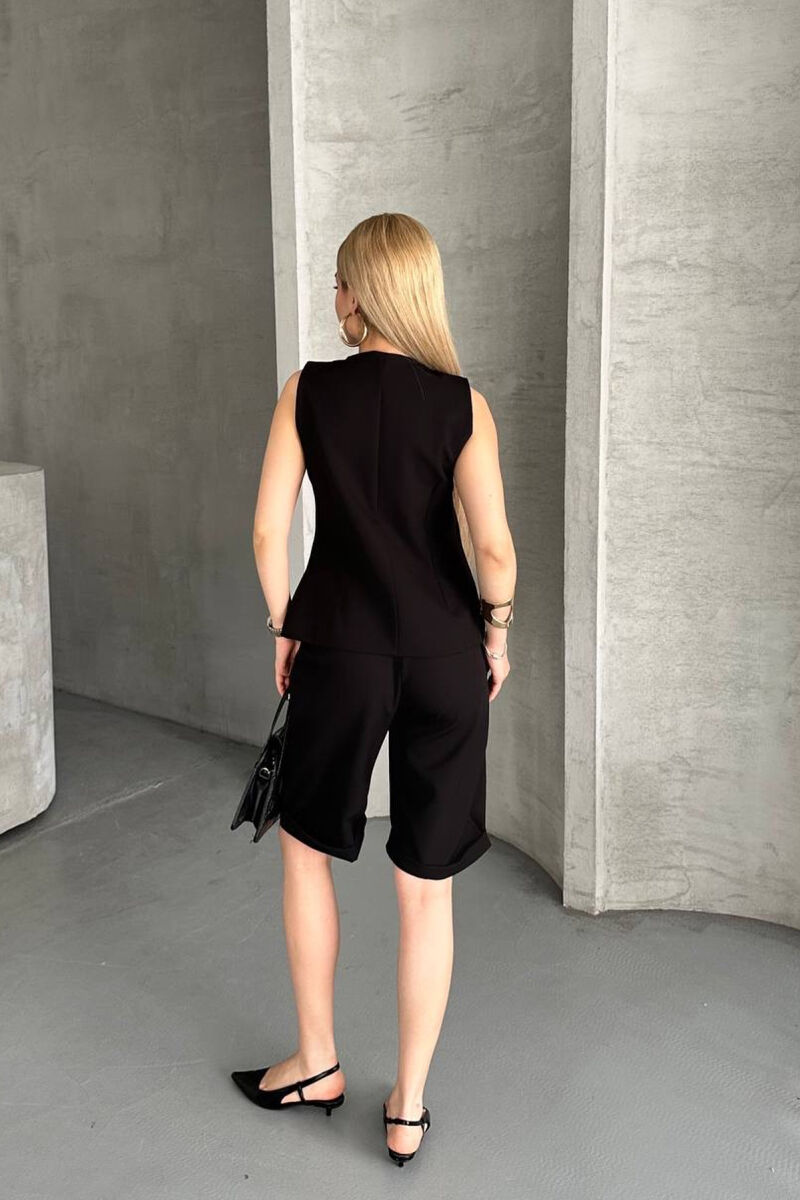 VEST+SHORTS BUTTONS DETAIL WOMEN SET BLACK/ E ZEZE - 8