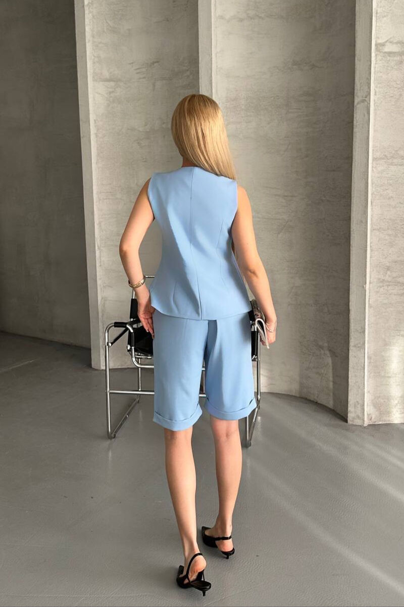 VEST+SHORTS BUTTONS DETAIL WOMEN SET LIGHTBLUE/BZ - 3
