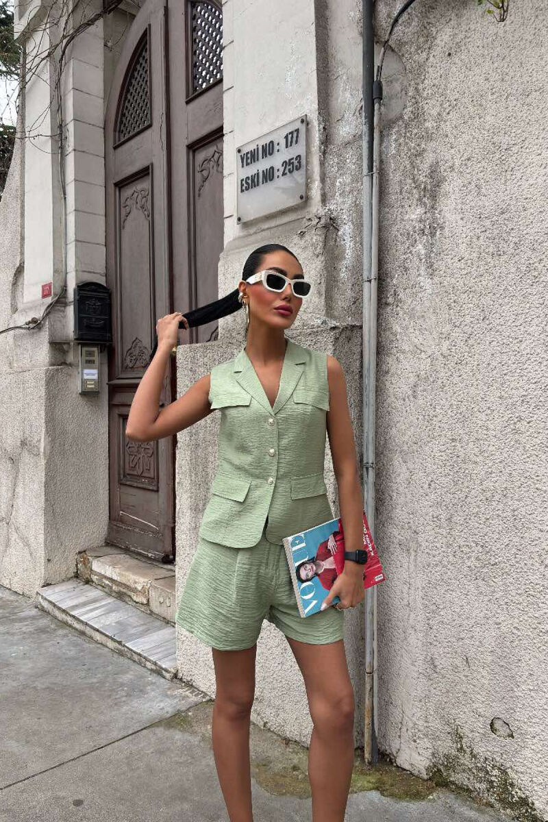VEST+SHORTS ONE COLOR SIMPLE WOMEN SET MINT/MENTE - 4