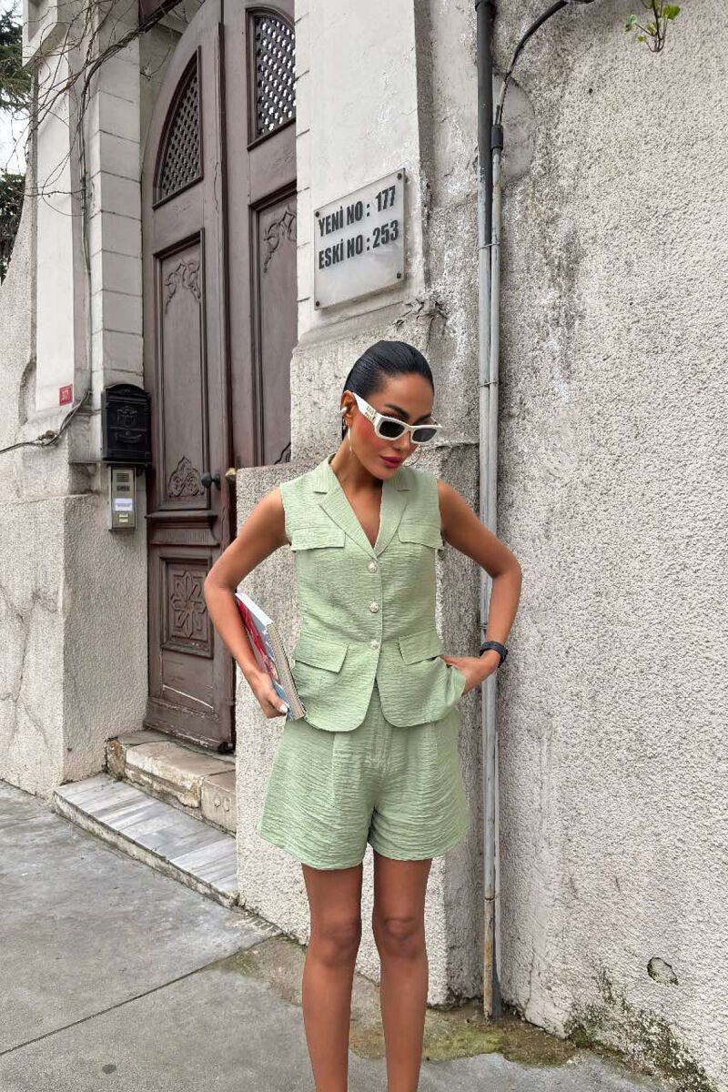 VEST+SHORTS ONE COLOR SIMPLE WOMEN SET MINT/MENTE - 5