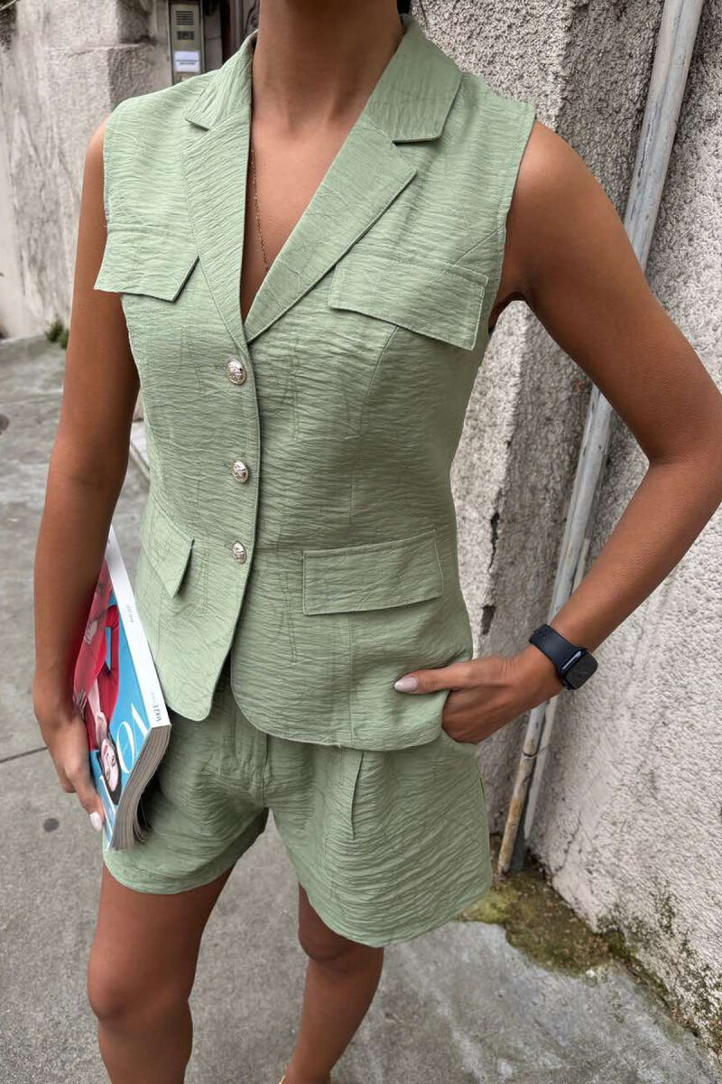 VEST+SHORTS ONE COLOR SIMPLE WOMEN SET MINT/MENTE - 6