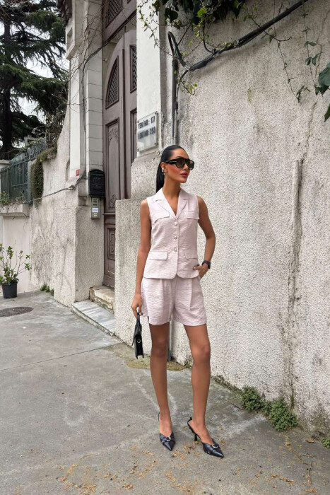 VEST+SHORTS ONE COLOR SIMPLE WOMEN SET VINEGAR/UTHULL 